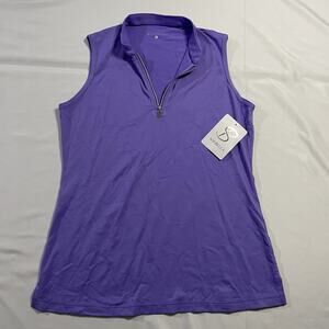 Sofibella Golf Sleeveless Top Purple Amethyst Women's Large UV UPF 50 Half Zip